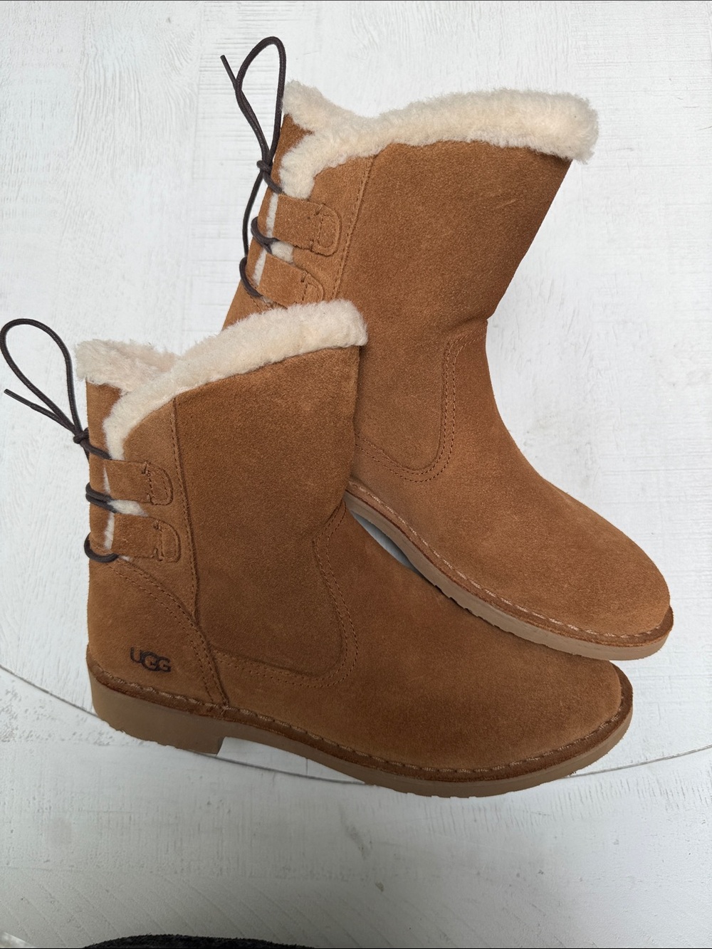 UGG Chestnut Suede Shearling Ankle Boots